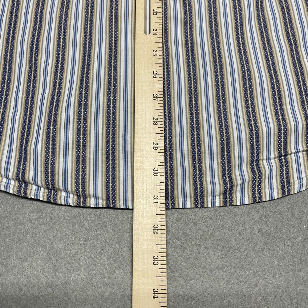 Robert Graham Shirt Mens Large Gray Striped Metallic Gold Embroidery Button Down - Picture 9 of 11